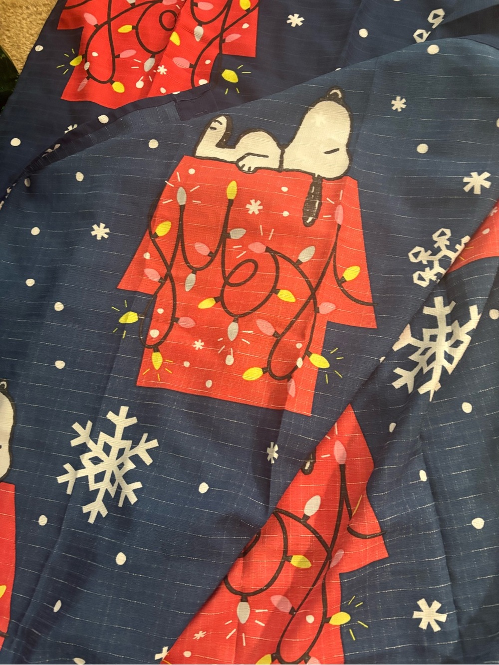 Snoopy Holiday Print Shower Curtain - Navy & Red - Picture 3 of 4
